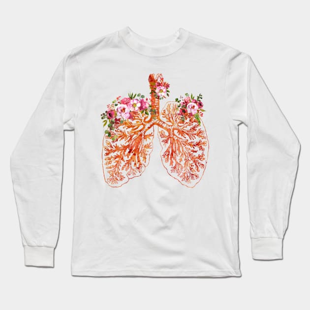 Anatomical Lungs Long Sleeve T-Shirt by erzebeth